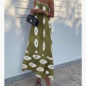 Elegant Olive Green Maxi Dress